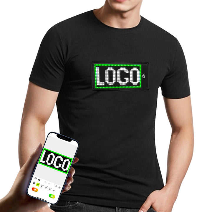 Programmable LED T-Shirt Flashing Display Custom Text Adults Black Fashionable Glowing Clothing Rave Party DJ Light Up T-Shirts