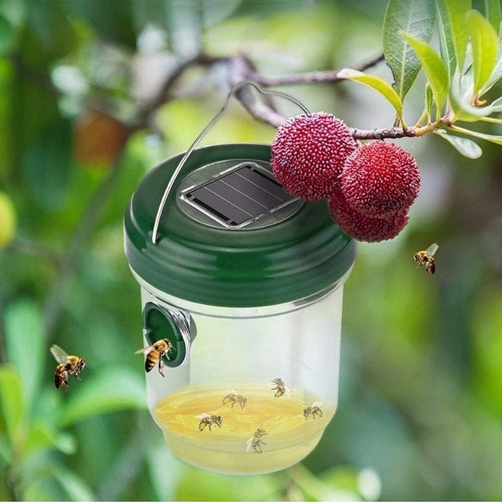 Solar Powered Bee Reusable Fly Traps Outdoor Hanging Wasp Killer with UV LED Light Flying Insects Bee Killer for Indoor Outdoor