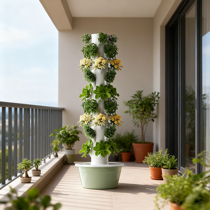 Vegetables Flowers Vertical Farming Hydroponic Tower Aeroponics Tower with Grow Light Growing Hydroponics System for Plants