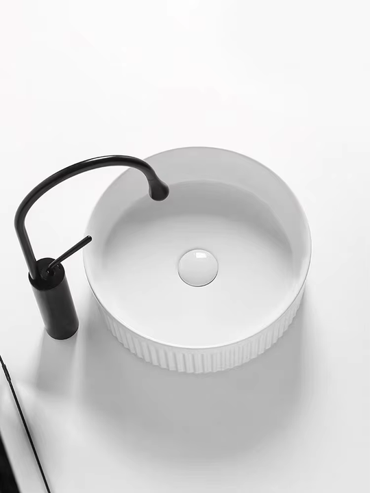 Modern Design Simple Wind Ceramic Round Basin White Thin Edge 12L Capacity Without Faucet Bathroom Hotel Household Sink