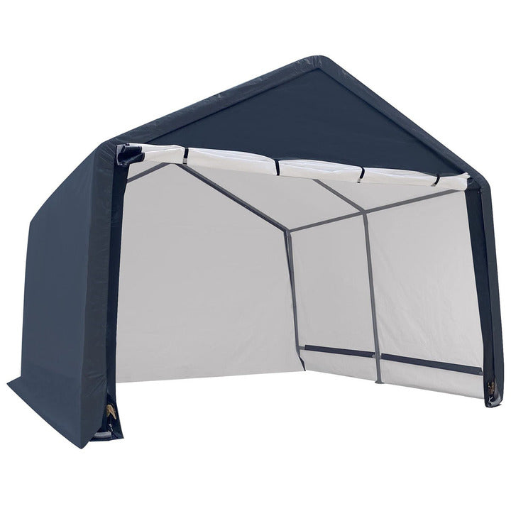 Outdoor Carport, Steel Frame With PE Cover Car Canopy Shelter, 12' X 12' Garages Canopies Carports