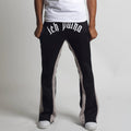 Custom flared sweatpants cotton screen puff printing men flair track jogger trouser flare sweat pants men