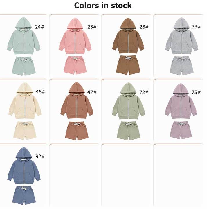 Solid Fashion Children Baby Hoodies Sweatshirts and Shorts Set Baby Clothing Set Autumn