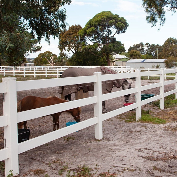 Cattle Vinyl 3 Rails PVC Cow Farm Fencing, Vinyl 3 Rail Horse Paddock Farm Fence Post, PVC Ranch Rail Horse Fences