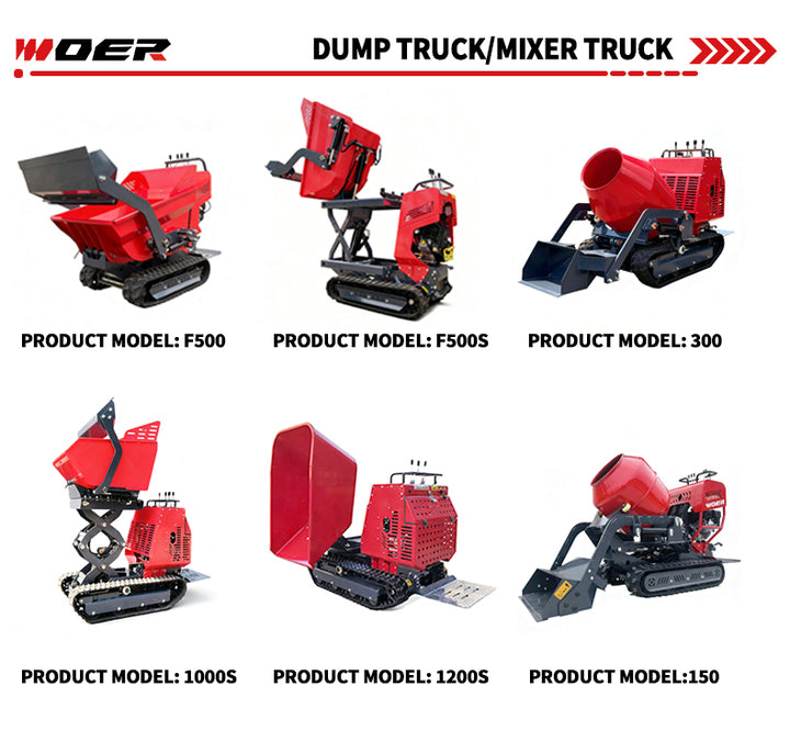 Woer Automatic Dumper Concrete Mixer Diesel Engine Self Propelled Concrete Mixer Truck Crawler Type Concrete Machinery Mixer