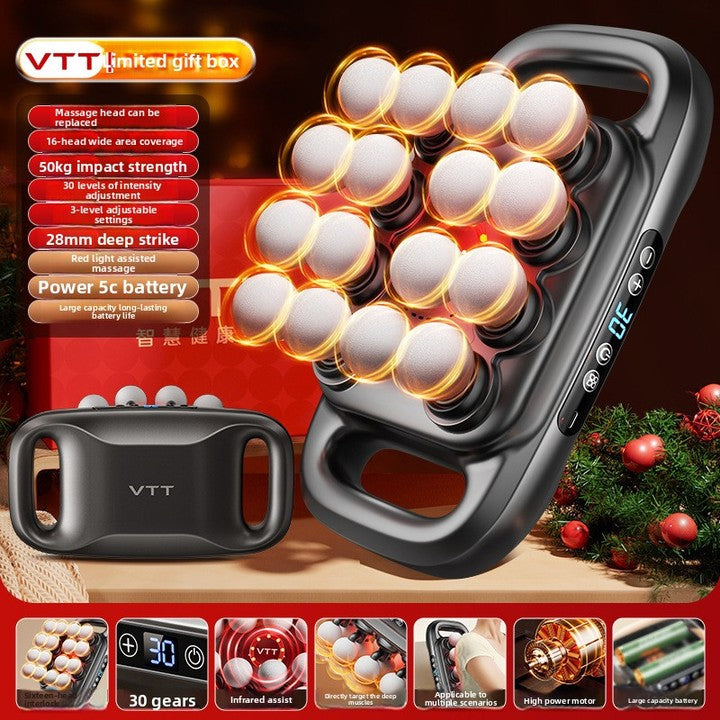 16-Head Cordless Massage Gun with Heat for Whole-Body Muscle Relaxation 1200-2000mAh Battery