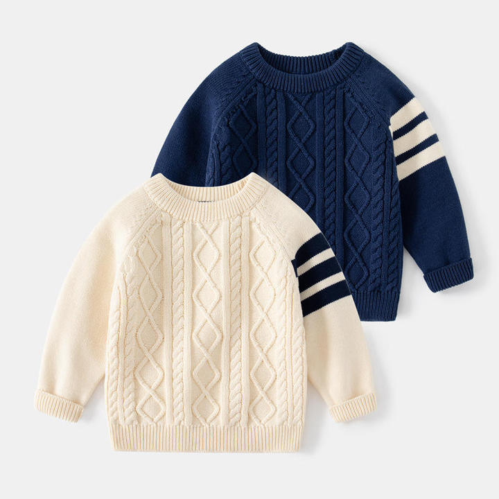 BW07 Custom Kids Cable Knitwear Wholesale Baby Winter Sweaters Boys Cotton Clothing