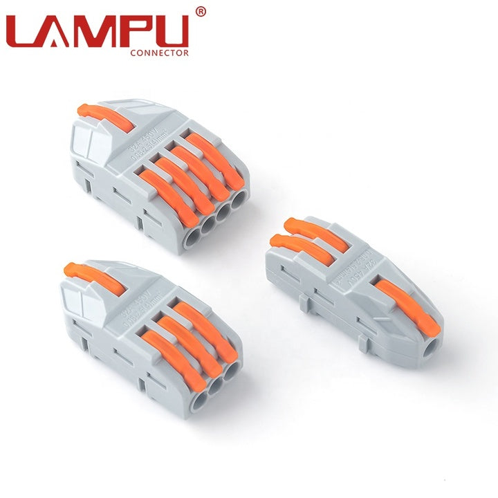 50pcs/box Factory 3P Mini Bilateral 1 to 2 Easy Push in Lever Crimp Electrical Cable Quick Connection Connector
