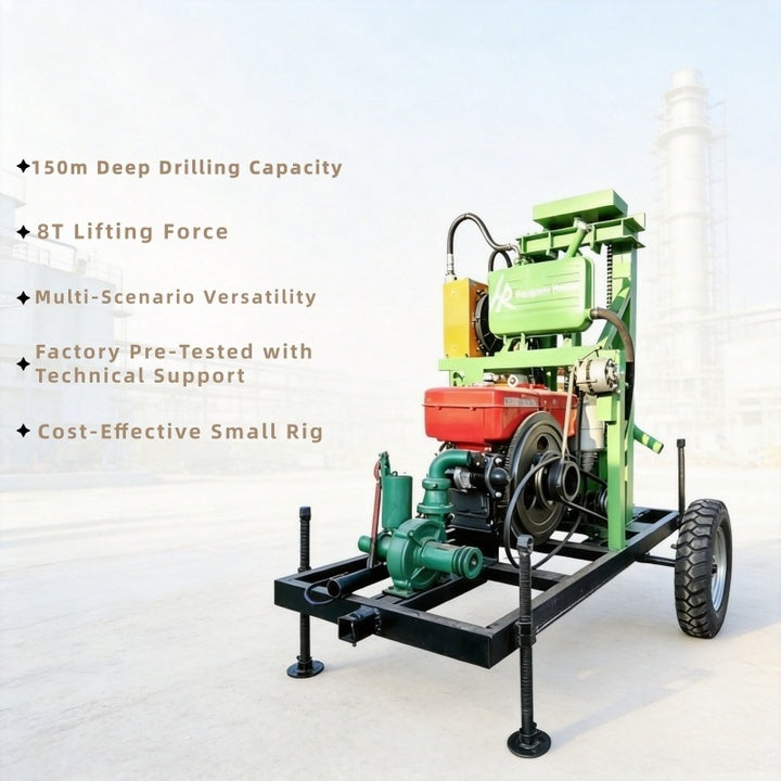 CE Certified HR-150D 150m Water Well Drill Rig 22HP Diesel Engine for Home Water Supply & Farm Use