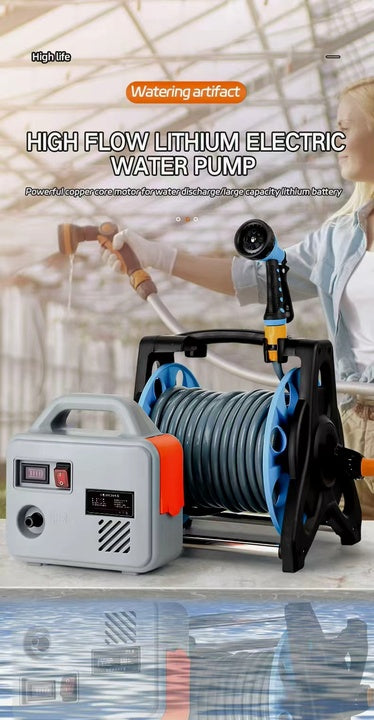 Portable 21V Lithium Battery PP Material Black/Red/Grey Garden Hose Reel Self-Priming Electric Pump Farm Irrigation Car Wash