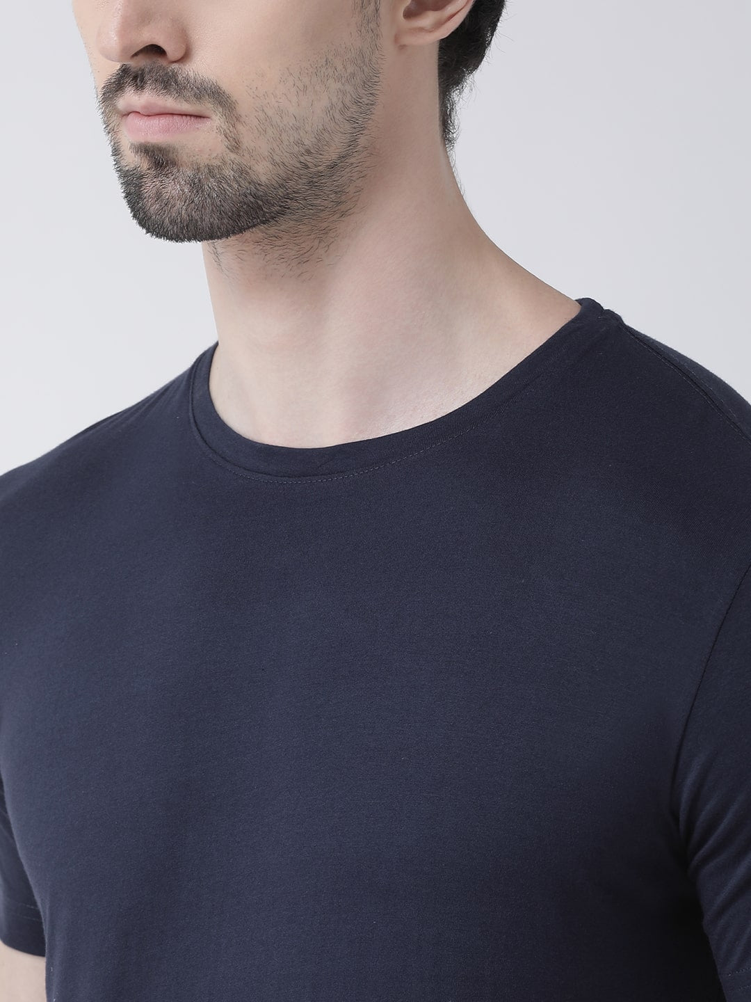 Mens Cotton Navy Round neck T-shirt Bulk Product Men Custom Made Two Tone T-shirt