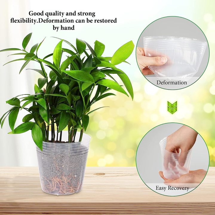 4" Reinforced Clear Nursery Pots with Drainage Holes Plastic Transparent Pots for Plants