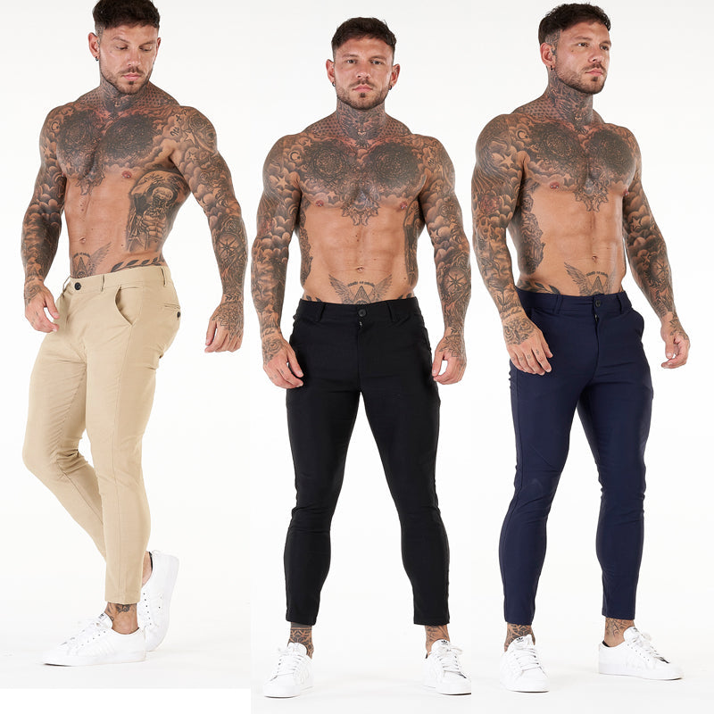 New 2022 Fashion Solid Color Mens Chinos Pants Skinny Fitting Mens Trousers Casual Men Chino Pants