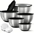 304 Stainless Steel Mixing Bowls Set of 5 With Lids & Graters Set Custom Colors for Kitchen Baking Salad Bowl