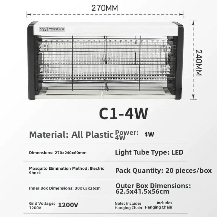 Best-selling Dual-tube Electric Shock Mosquito Killer Lamp LED - 6W/8W/12W, Suitable for Indoor Restaurants Canteens