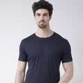 Mens Cotton Navy Round neck T-shirt Bulk Product Men Custom Made Two Tone T-shirt