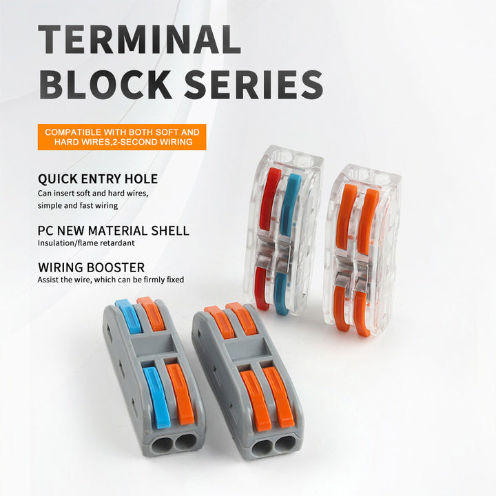 DIY GO Compact Electrical Cable Push/Plug in Quick Connector Spring Lever Splice Fast Wire Connectors Terminal Block 222 223