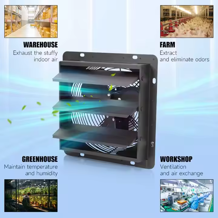 12inch Window Mounted Bathroom Exhaust Fan Wall Mount Kitchen Solar Exhaust Fan