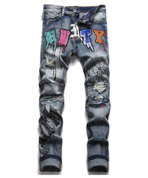 Best Quality Fashion Denim Garment Vintage Painted Jeans Custom Slim Denim Jeans Mens