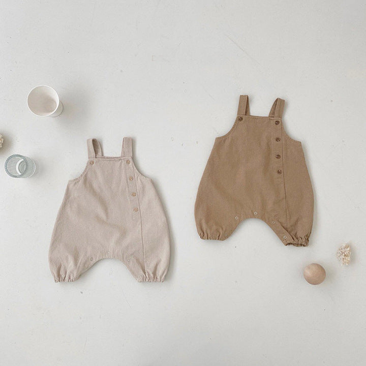 Spring Autumn Fashion Baby Clothes Breathable Infant Boys Girls Solid Casual Overalls Suspender Rompers Vintage Baby Outfits New