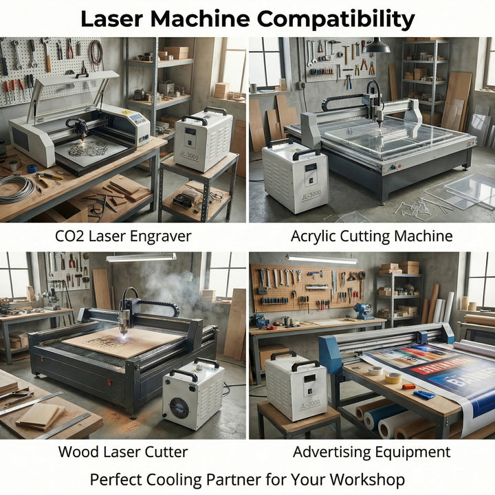 Industrial Water Chiller JL-3000 Portable CO2 Laser Chiller for 60~100W CO2 Laser Machines & Medical Laser Devices