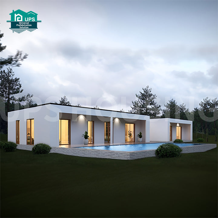 New Design 100 Sq Meter One-Floor Prefab House for Villa Usage Constructed with Durable Sandwich Panel Material