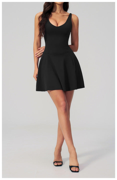 Women's Spaghetti Strap Full Length V-neck Nine Quarter Sleeve Side Pocket Three-Dimensional Anti Light Eco-Friendly Lightweight