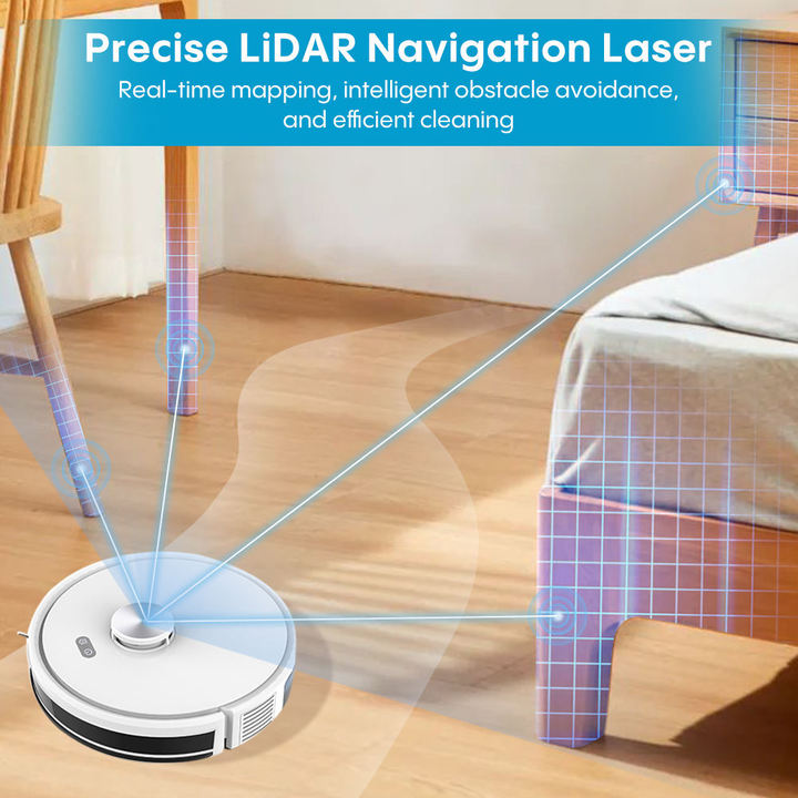 Bagotte Self-emptying Robot Vacuum Cleaner 5000Pa Electric Wet & Dry Household Hotel Use App-Controlled Automatic Dirt Disposal