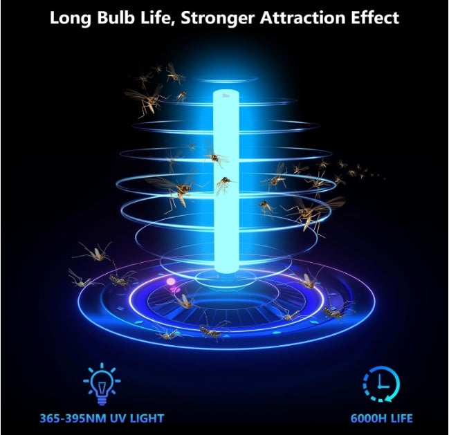 4000mAh Solar LED Bug Zapper Cordless Electric Mosquito Moth Killer for Patio Rechargeable Blue Light Mosquito Traps Zapper