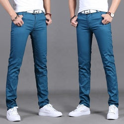 Khaki Twill Men Trousers Stretch Wash Straight-leg Trousers European Men Formal Trousers