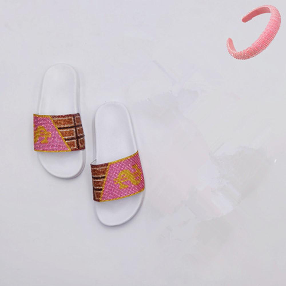 fanlosn trending best selling rhinestone dollar purse women bag and sneakers set slippers bling headband