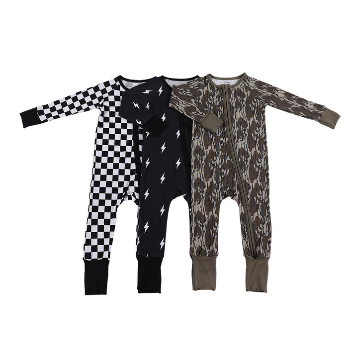 Customized Your Own Brand Baby Bamboo Pajamas Romper OEM Custom Printed Kids Pajamas Kids Clothing With Zipper