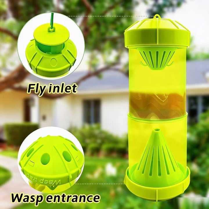 2 Pack Solid Telescopic Dual-use Columnar Wasp Trap Fly Insect Trap Long-Lasting (>480 Hours) Garden Outdoor