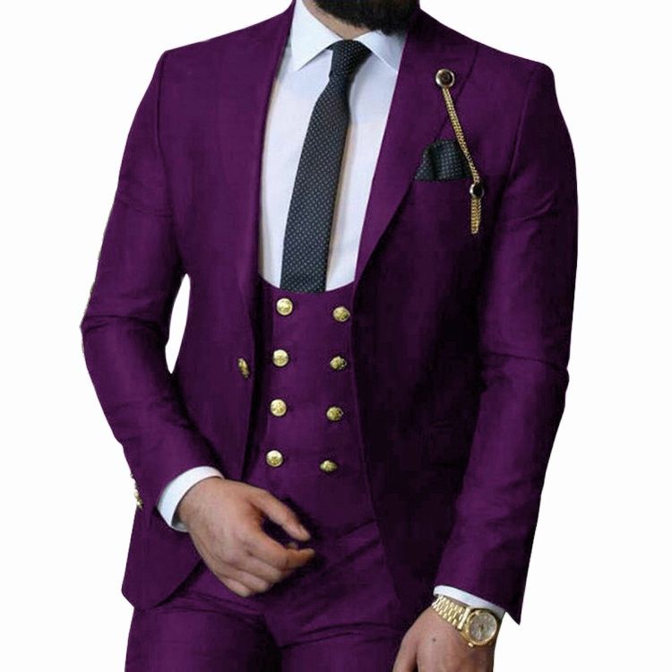 Italian Business 3 Pieces Royal Blue Classic Men Suit Groom Prom Tuxedos Groomsmen Blazer for Wedding suit for men