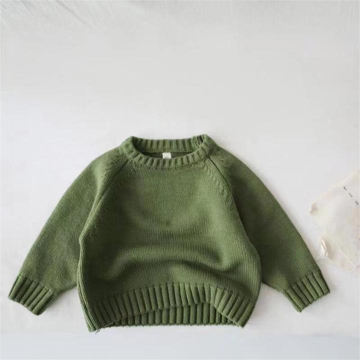 Wholesale Winter Toddler Knitwear Kids Cotton Wool Sweaters for Boys Girls Casual Style Solid Pattern Warm Features for Newborns