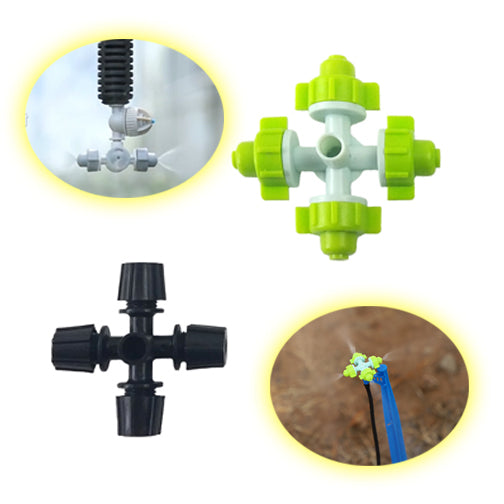 Hanging Type Low Pressure 4 Way Spray Nozzle Mist Spray Nozzle Garden Sprinkler Mist Nozzle Kit