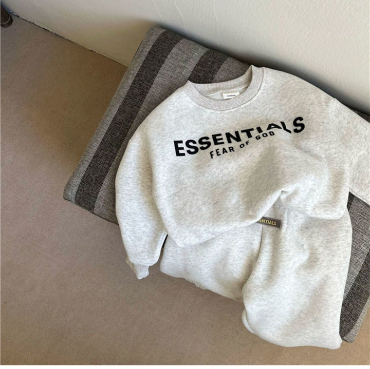 Wholesale Autumn and Winter Neck Casual Boys and Girls Letter Printing Sweater Fashion 2 Piece Set of Children's Sports Hoodies