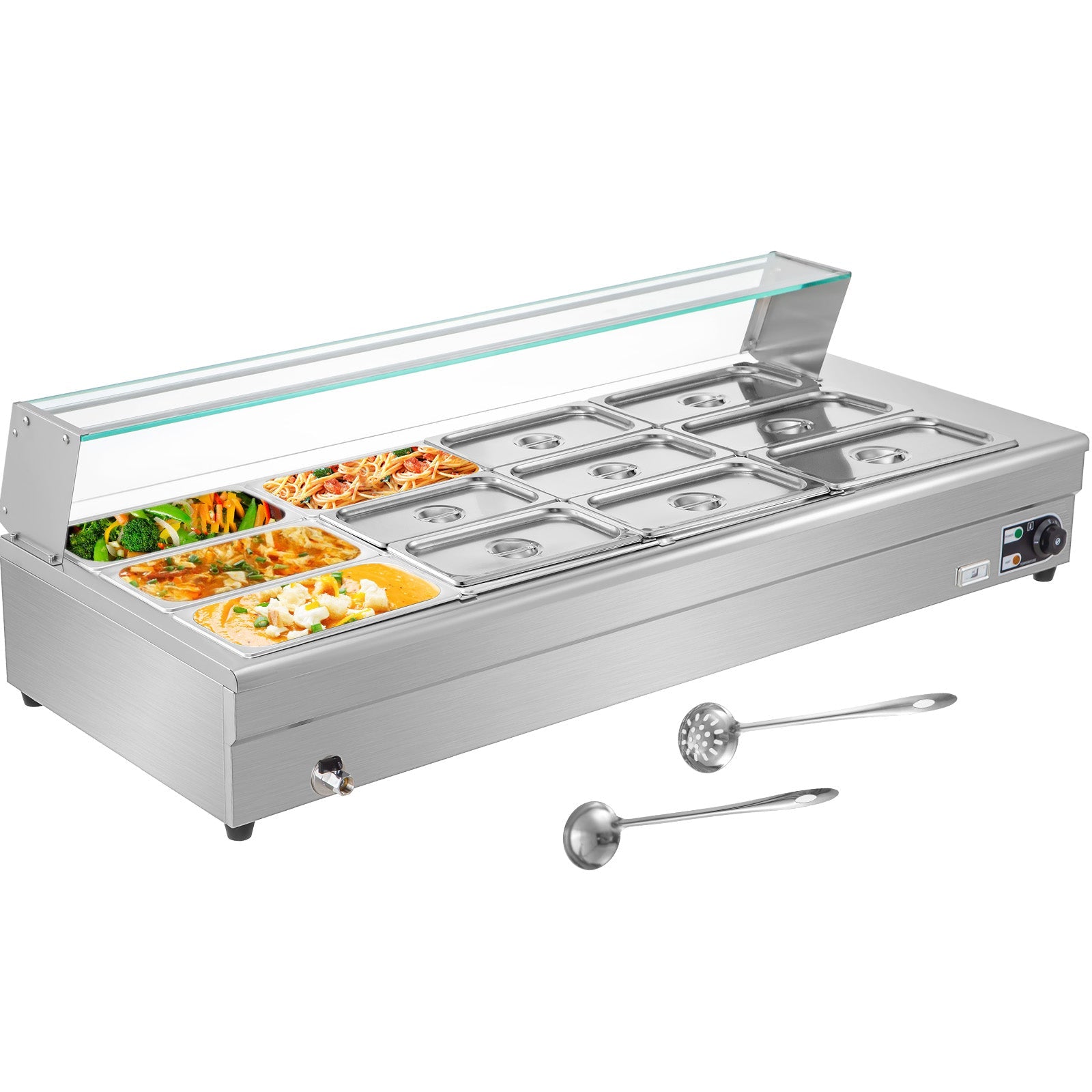 Ultimate Capacity: 12-Pan Bain Marie Food Warmer for Commercial Food Service