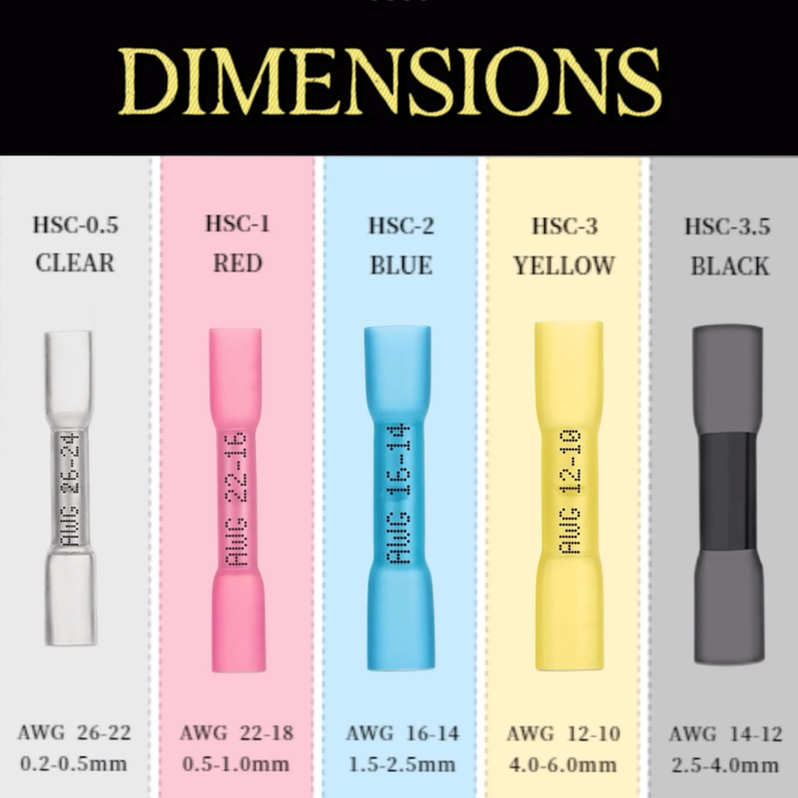 DINGYUAN Heat Shrink Butt Connectors Terminals Waterproof Wire Connector Marine Auto Electrical Terminals Crimp Splice Connector
