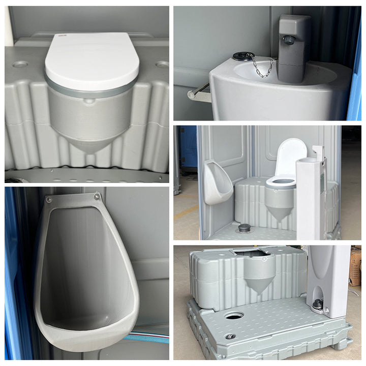 Portable Restroom Outdoor HDPE Toilet Cabin with Hand Wash Station and 350L Storage Tank for Construction Site