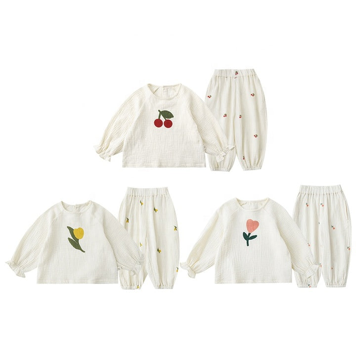 YOEHYAUL Wholesale Fall Kids Clothing 100% Cotton Baby Girls Clothes Homewear 2 Piece Outdoor Girls Clothing Sets