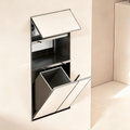 Multi-Functional Hidden Modern Corner Stainless Steel All-in-one Toilet Paper Toilet Brush Holder Trash Can Wall Recessed Niche