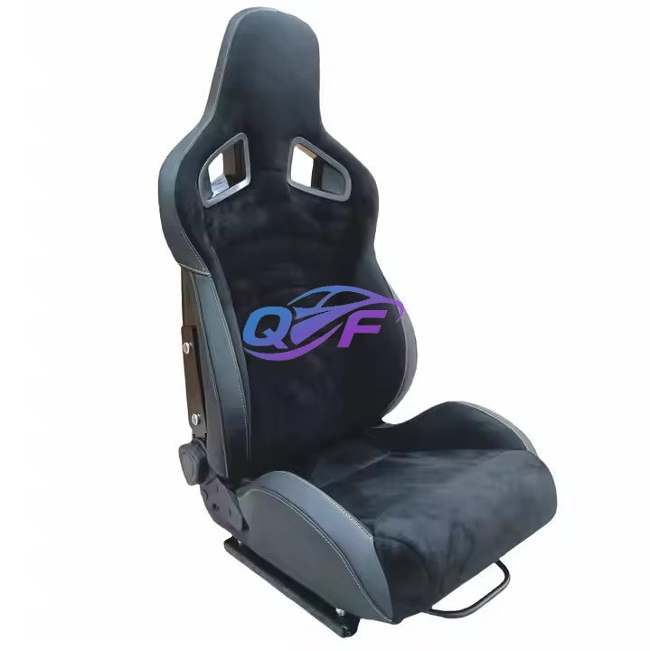 Universal Sportster CS Black Leather with Suede Matte Fiberglass Back Bucket Racing Seats for RECARO