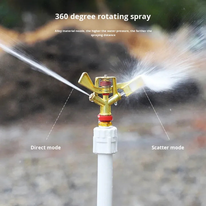 Lawn Vegetable Garden Orchard Sprinkler Equipment 4-Point Brass Rocker Nozzle 360 Rotating Irrigation Cooling Dust