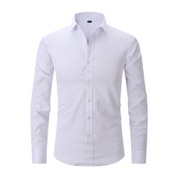 Men solid Shirts  S-8XL  New Mens Dress Shirts Long Sleeve Slim Casual Black White Social Male Clothes