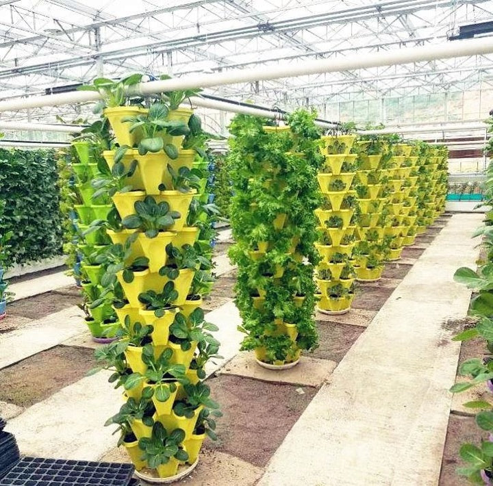 Hydroponic Gardening White Stacking Pots Plastic Containers for Plants