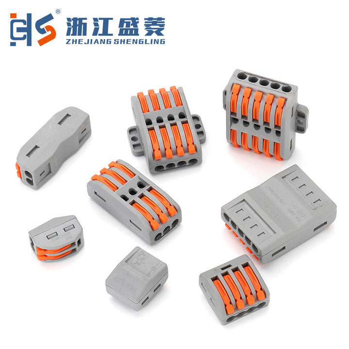 -225 Spring Type Wire Connector Terminal Block Tool with Screw Connection Industrial Use 20-8 AWG Copper Brass Contacts