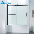 Weisdon Cheap Price Frameless Single Sliding Stainless Steel Tempered Glass Black Bathtub Shower Door