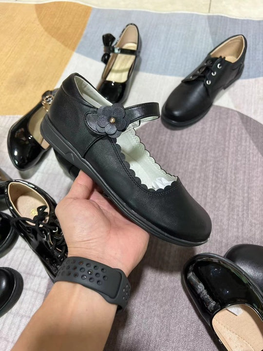 NEW Arrived Children's School Shoes Black Hot Selling Children's Leather Shoes Students Soft Soled Leather Shoes Wholesale