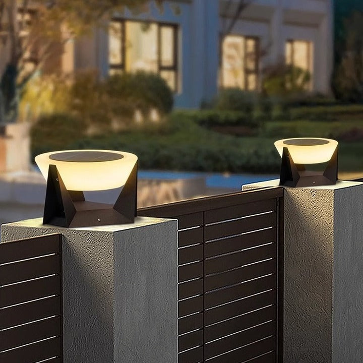 Solar Led Post Light Simple Modern Atmosphere Lawn Light Outdoor Waterproof Villa Fence Courtyard Round Pillar Light